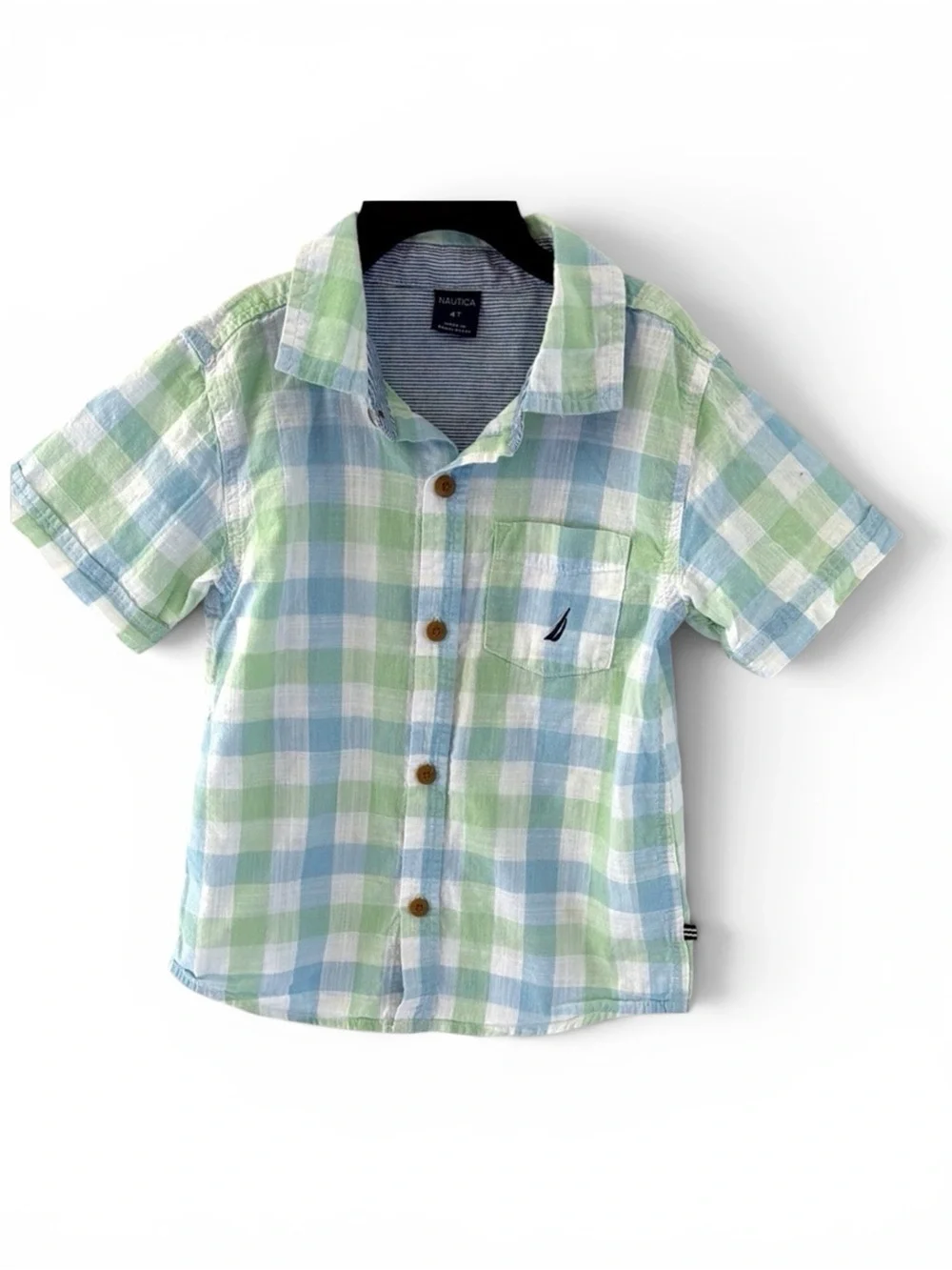 Nautica Kids Green and Blue Plaid Shirt size 4T